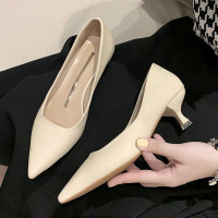 苏芈2021秋季新款尖头细跟单鞋女软皮浅口高跟鞋百搭职业工作鞋子