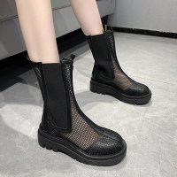 苏芈女鞋秋季2021新款网红ins百搭烟筒靴短靴马丁靴中筒厚底切尔西靴