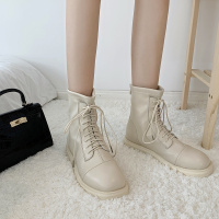 苏芈网红厚底马丁靴女2021年秋季新款英伦风ins潮复古黑色机车短靴女