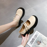 苏芈黑色玛丽珍小皮鞋女秋季薄款圆头厚底日系jk配裙子大头粗高跟单鞋