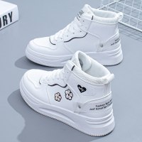 苏芈高帮鞋女鞋2021秋季新款百搭春秋夏休闲运动ins小白皮面学生