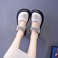 苏芈白色玛丽珍小皮鞋女秋季薄款圆头厚底日系jk配裙子大头粗高跟单鞋