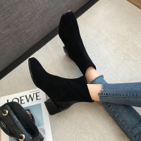 马丁靴女2021年新款春秋时尚百搭网红瘦瘦靴英伦风黑色切尔西短靴