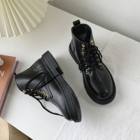 米色马丁靴女2021年春秋季英伦风百搭厚底机车春季瘦瘦短靴鞋子女