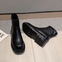 马丁靴女2021年春秋季新款烟筒切尔西短靴中筒厚底英伦风单靴子