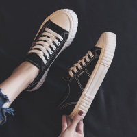 施洛安秋冬季饼干帆布鞋女鞋2021年新款春秋休闲小黑鞋布鞋加绒二棉鞋子