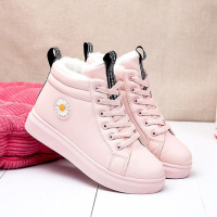 施洛安冬女童高帮保暖棉鞋儿童中大童加绒保暖小学生大棉鞋12大童板鞋15