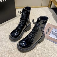 施洛安马丁靴女2021年秋冬新款英伦风ins潮厚底粗跟百搭短靴加绒瘦瘦靴