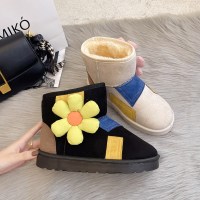 施洛安雪地靴女外穿可爱小雏菊冬季韩版百搭短筒女棉靴少女心