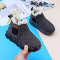 施洛安2021冬季新款加绒儿童雪地靴宝宝棉鞋男童靴子保暖女童二棉小童鞋