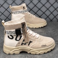 羽贸秋季马丁靴高帮板鞋男士工地工作鞋百搭帆布鞋男休闲鞋青年工装鞋