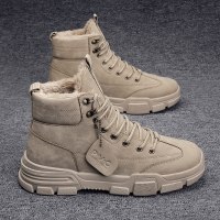 2021新款马丁靴男鞋秋冬季新款高帮英伦工装中帮潮鞋加绒保暖加厚雪地棉鞋