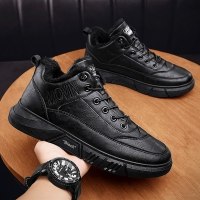 2021新款秋冬季男鞋加绒加厚保暖棉鞋劳保休闲皮鞋高帮板鞋马丁靴男潮