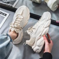 2021年新款潮牌男鞋休闲冬季百搭米色老爹鞋男运动ins内增高潮鞋