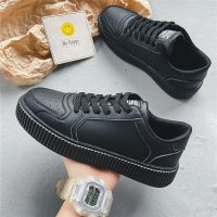 男鞋冬季厚底增高加绒板鞋韩版黑色保暖鞋男生百搭休闲运动潮鞋
