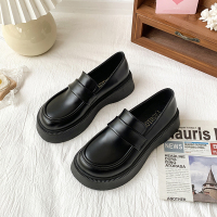 小皮鞋女2022年春季新款英伦风小众设计感乐福鞋厚底一脚蹬单鞋子