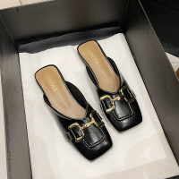 包头平底凉拖鞋女2022夏季新款网红温柔风复古外穿穆勒鞋半拖鞋潮