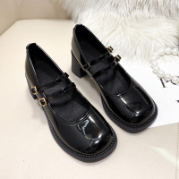 小皮鞋女配裙子2022春季新款粗跟日系jk法式复古一字扣玛丽珍单鞋