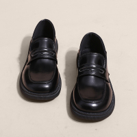 小皮鞋女英伦风2022年春季新款一脚蹬乐福鞋软皮圆头平底复古单鞋