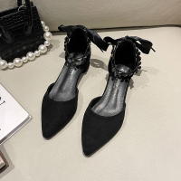 包头凉鞋女中跟2022年春季新款仙女风粗跟单鞋气质尖头法式高跟鞋