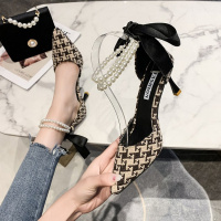 不累脚高跟鞋女2022年春季新款时尚珍珠法式气质浅口尖头细跟单鞋