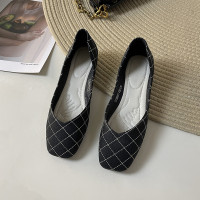 方头复古平底鞋潮2022春秋季新款网红温柔风外穿豆豆鞋韩版单鞋女