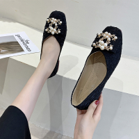 单鞋女2022年新款春季气质珍珠法式小众配小裙子仙女豆豆鞋