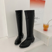 些久网红同款鞋2021年新款长筒马丁靴女秋薄款骑士小个子厚底烟筒长靴