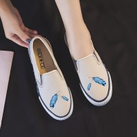 些久软底手绘帆布鞋女2021秋季新款一脚蹬懒人鞋ins潮休闲老北京布鞋