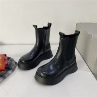 些久黑色厚底短筒烟管靴子女2021年秋季新款百搭韩版配裙子网红瘦瘦靴