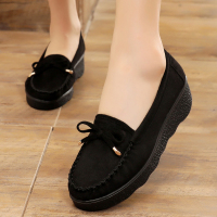 些久2021新款老北京布鞋女鞋单鞋松糕厚底豆豆鞋中跟软底黑色工作鞋女