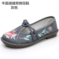 些久春夏老北京布鞋女鞋平底绣花鞋中老年妈妈鞋浅口宽头古风民族风鞋