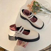 些久法式方头玛丽珍小皮鞋女配裙子英伦风2021春季新款白色复古jk单鞋