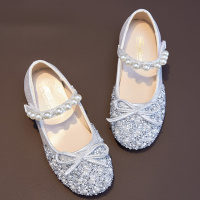 些久童鞋女童小皮鞋珍珠水晶软底鞋小女孩公主鞋春夏可爱时尚儿童单鞋