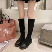 些久黑色不过膝长筒靴女ins潮酷2021年秋季新款薄款单靴百搭显瘦女靴