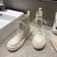 些久靴女2021年新款春薄款中筒马丁靴春秋单靴厚底瘦瘦靴子