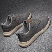 些久秋季劳保鞋男灰色耐脏工地干活男鞋男士防水防滑板鞋休闲运动潮鞋