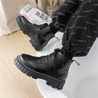 些久黑色马丁靴男士高帮港风皮靴内增高春秋款ins潮中帮休闲秋季潮鞋