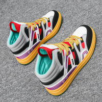 些久拼色帆布鞋男秋季高帮平板鞋学生篮球运动鞋透气潮流百搭休闲潮鞋