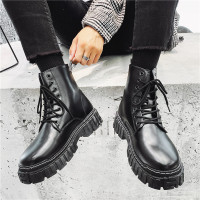 些久秋季马丁靴男高帮英伦风春秋款潮男黑色工装皮靴男士中帮机车靴潮