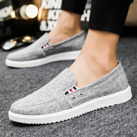些久老北京布鞋男夏季透气帆布鞋男一脚蹬懒人鞋男驾车百搭休闲鞋