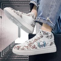 些久高帮鞋男春秋季韩版潮流运动小白潮鞋内增高板鞋芝麻街