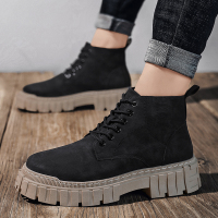 些久高帮马丁靴增高厚底英伦风复古沙漠皮靴战狼短靴短筒马靴工装潮鞋