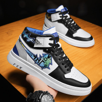 些久莆田秋季高帮鞋男篮球板鞋运动刺绣中学生潮鞋潮牌涂鸦