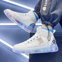 些久国潮运动鞋男高帮板鞋秋季篮球潮鞋小白学生果冻底增高