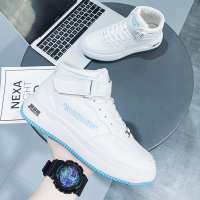 些久男鞋2021年新款夏季透气运动休闲高帮板鞋百搭小白鞋高中生潮鞋