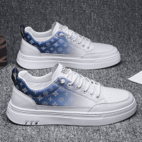 些久欧洲站男鞋夏季印花小白鞋一脚蹬渐变休闲平板鞋工作皮鞋潮鞋秋季