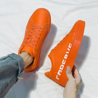 些久夏季男鞋百搭皮鞋青少年休闲板鞋潮牌欧洲站防水工作橘色潮鞋运动