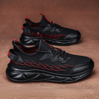 些久男鞋冬季2021年新款飞织运动休闲跑步鞋黑色增高老爹ins潮鞋