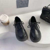 些久2022秋季新款英伦风女鞋松糕厚底大头黑色jk小皮鞋女软皮春秋单鞋